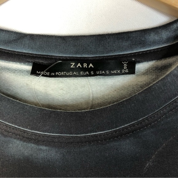 Zara Black Zip Printed Oversized Short Sleeve T-Shirt S - Picture 4 of 4